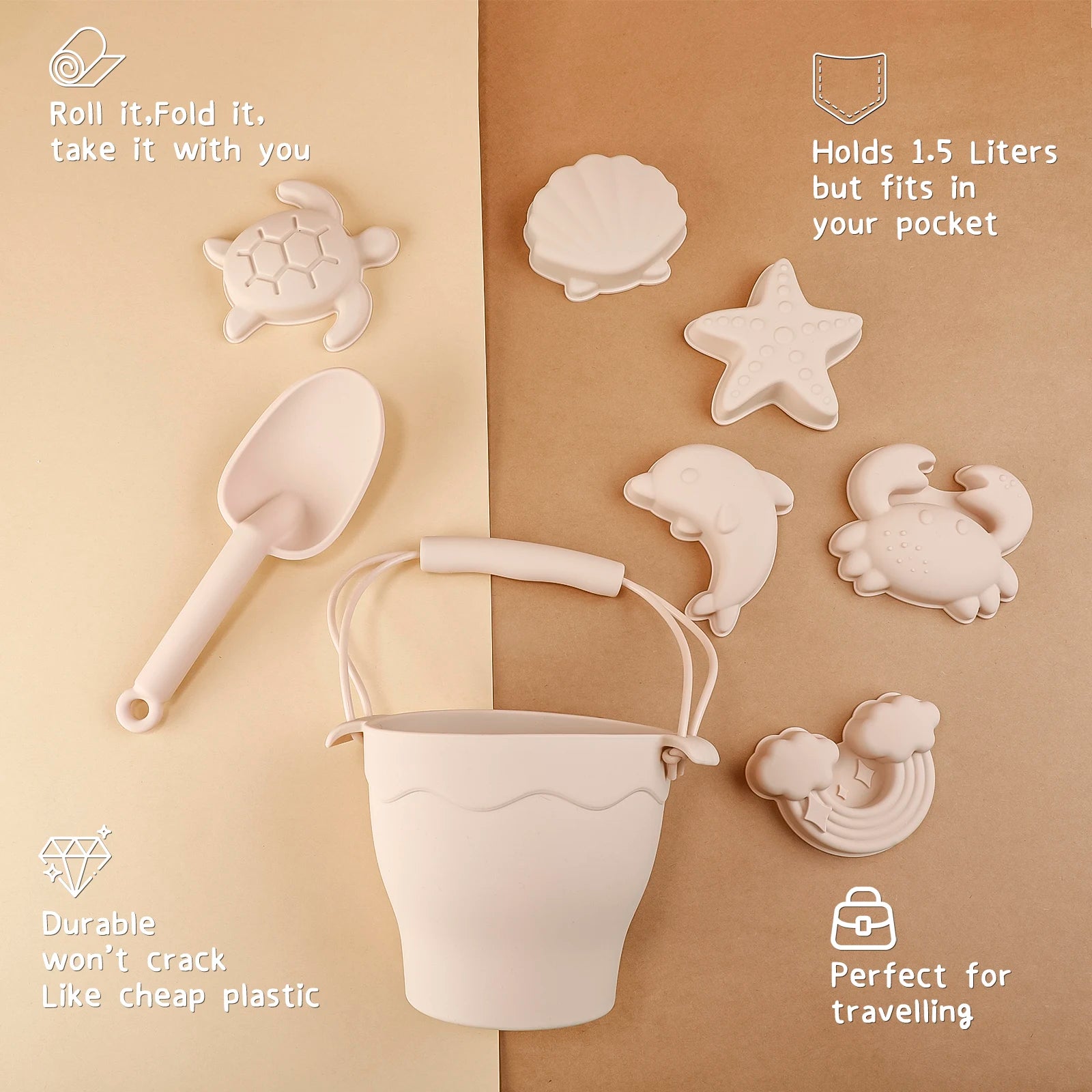 8pcs Silicone Beach Toys Set