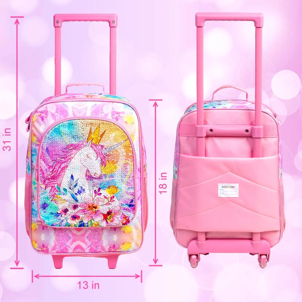 Kids Unicorn Rolling Travel Luggage