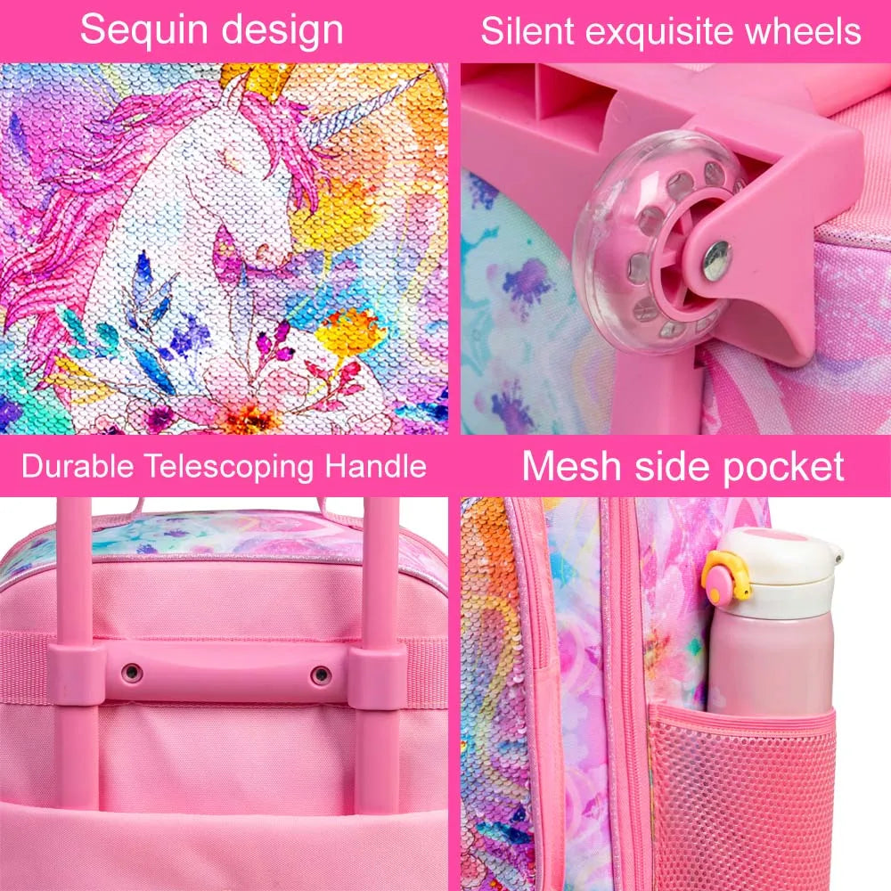 Kids Unicorn Rolling Travel Luggage