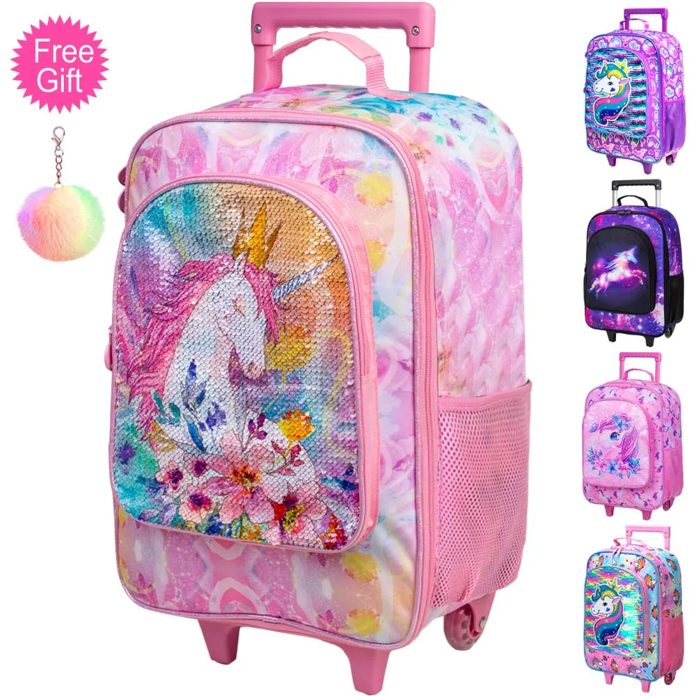 Kids Unicorn Rolling Travel Luggage