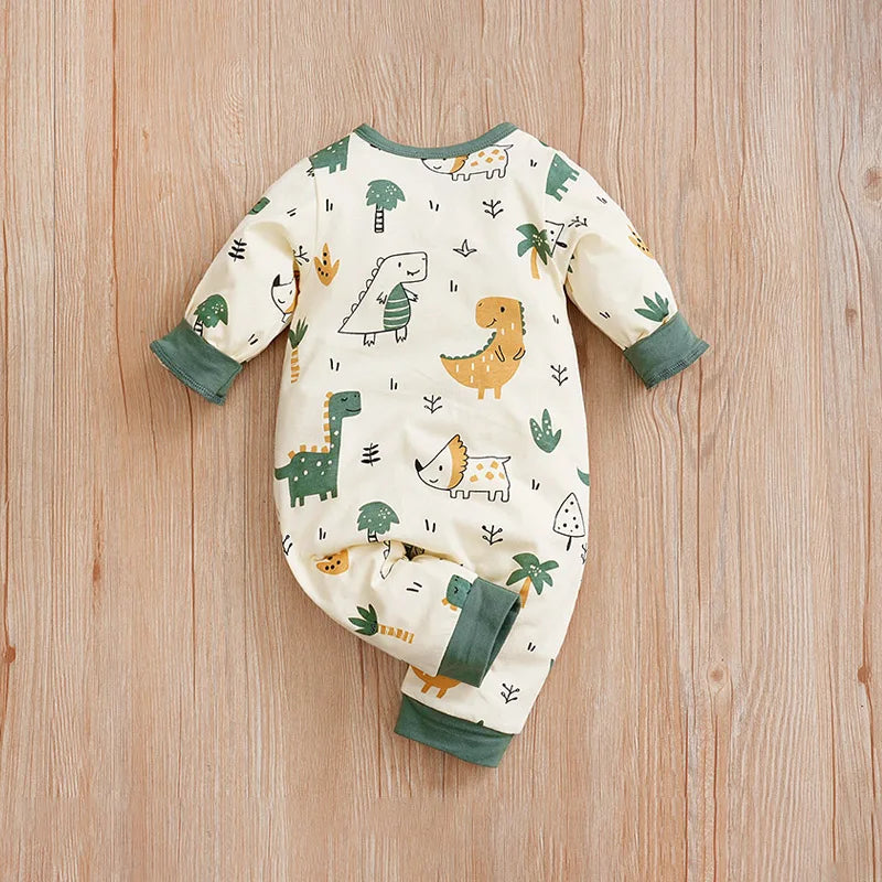 Dinosaur Print Long Sleeve Cotton Bodysuit