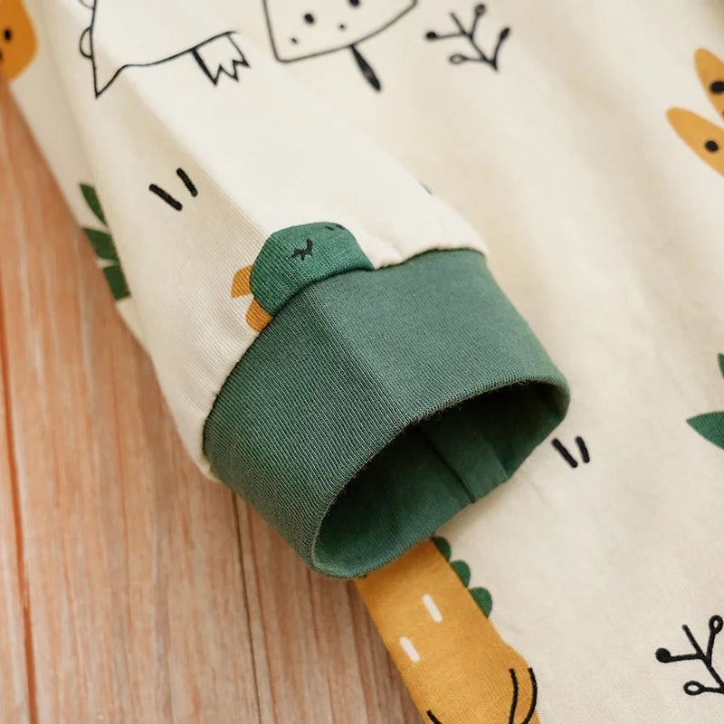 Dinosaur Print Long Sleeve Cotton Bodysuit