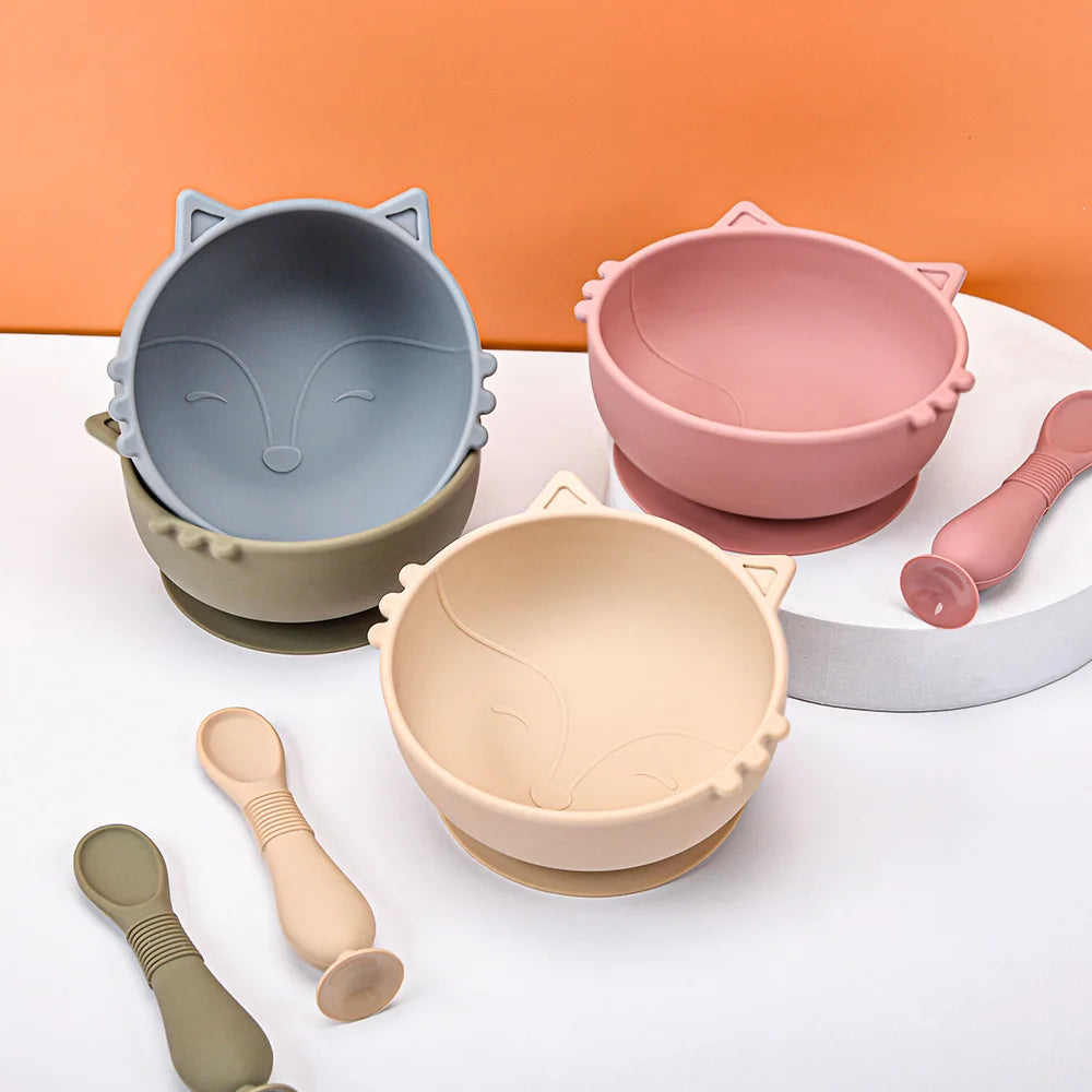 Silicone Baby Feeding Bowl with spoon