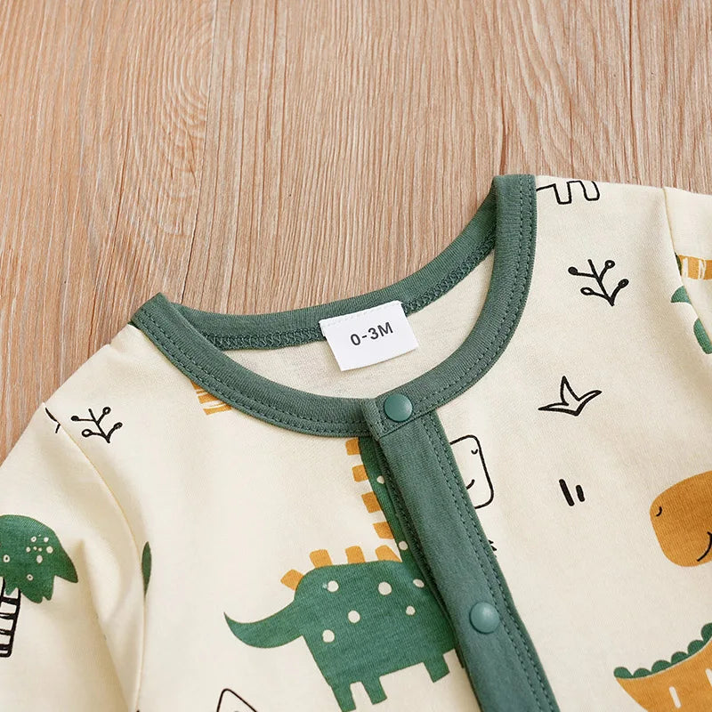 Dinosaur Print Long Sleeve Cotton Bodysuit