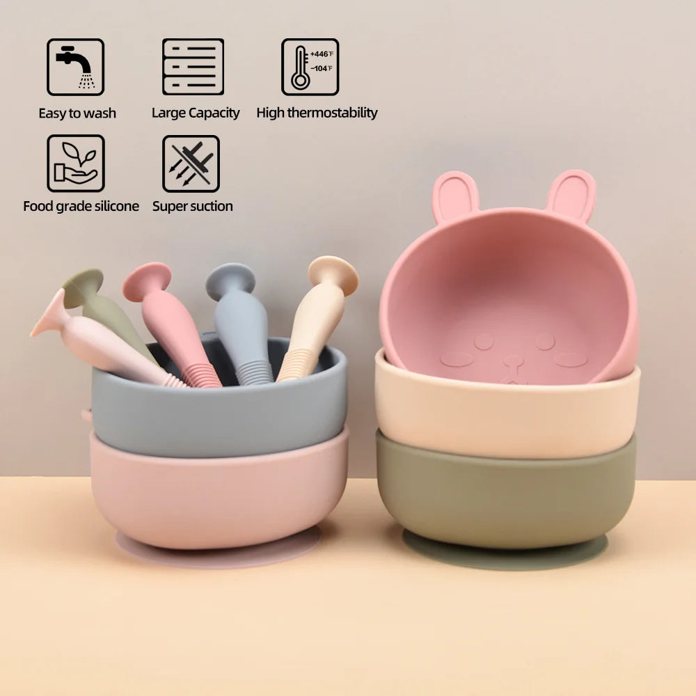Silicone Baby Feeding Bowl with spoon