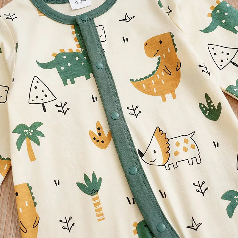 Dinosaur Print Long Sleeve Cotton Bodysuit